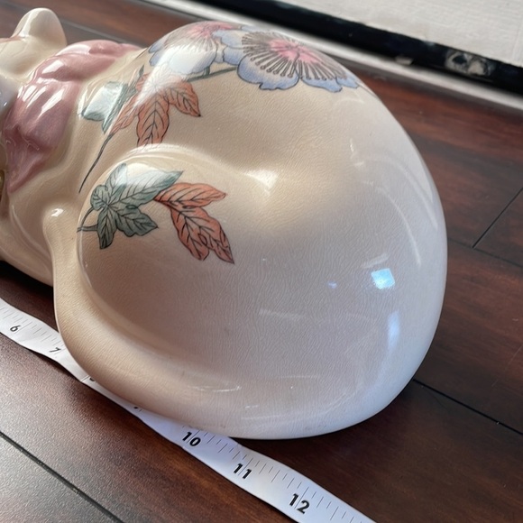 Vintage Frederick Cooper Sleeping Cat Sculpture Floral Kutani Japan Rare - Picture 4 of 10